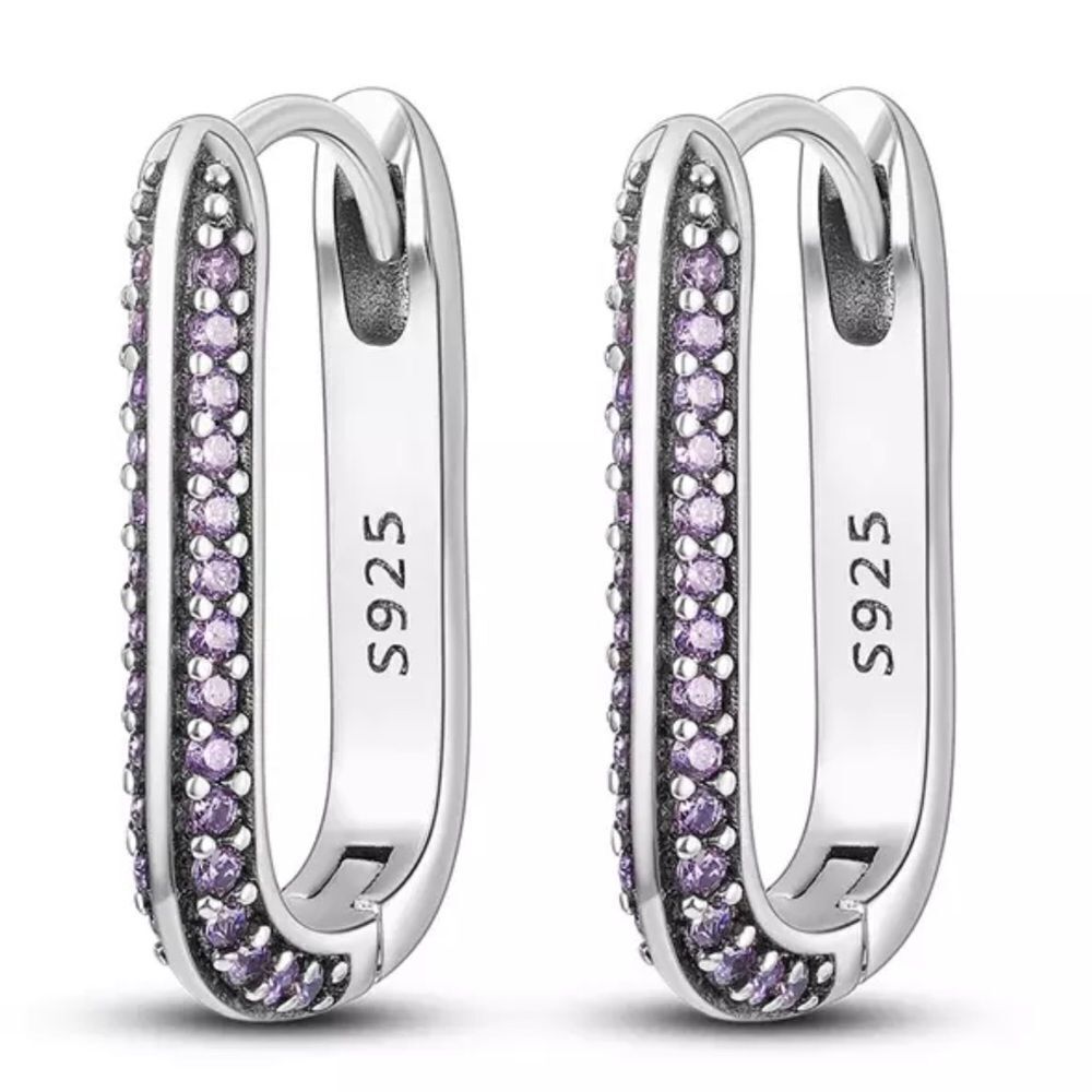 Sparkling Purple Pave Cubic Zirconia U Shaped Earrings